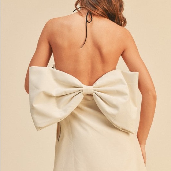 Bow Faux Leather Mini Dress - Picture 4 of 10